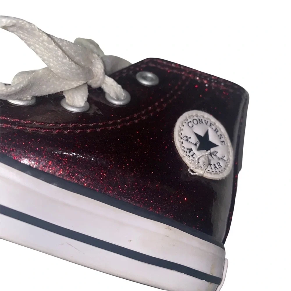 GIRLS Converse chuck Taylor’s burgundy glitter sneakers toddler kids 5